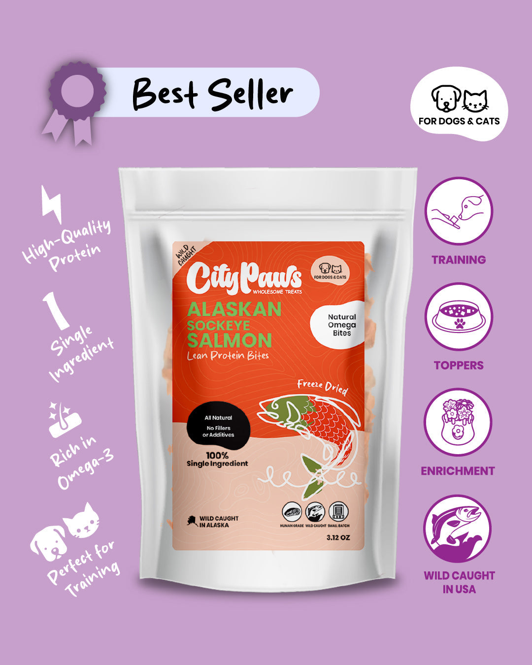 Freeze Dried Wild Caught Sockeye Alaskan Salmon